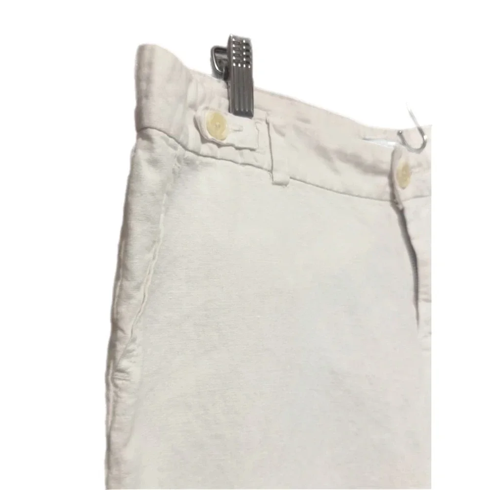 Banana Republic Linen Blend Pants Womens‎ 8 White Excellent Tapered Crop